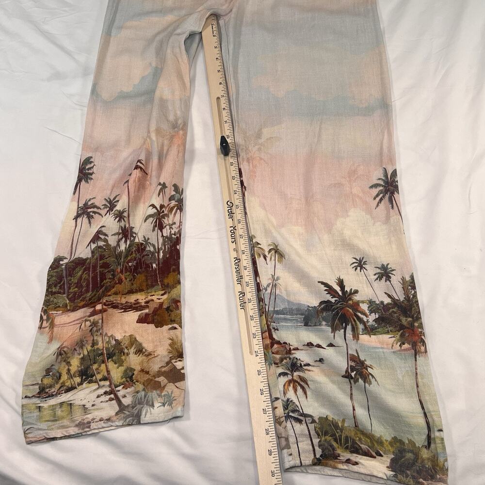 Label of Love Linen Blend Pants Size M Tropical Wide Leg Vacation Pastel Pull On - Picture 6 of 10